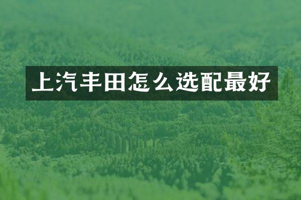 上汽丰田怎么选配最好
