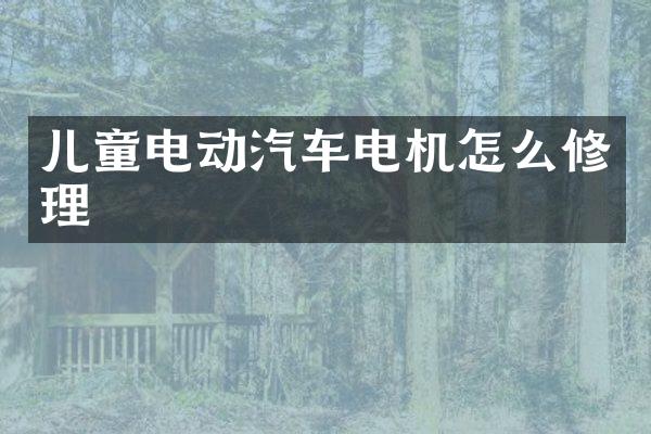 儿童电动汽车电机怎么修理