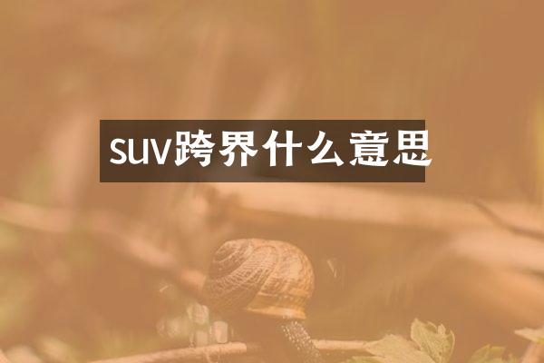 suv跨界什么意思