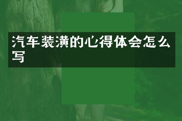 汽车装潢的心得体会怎么写
