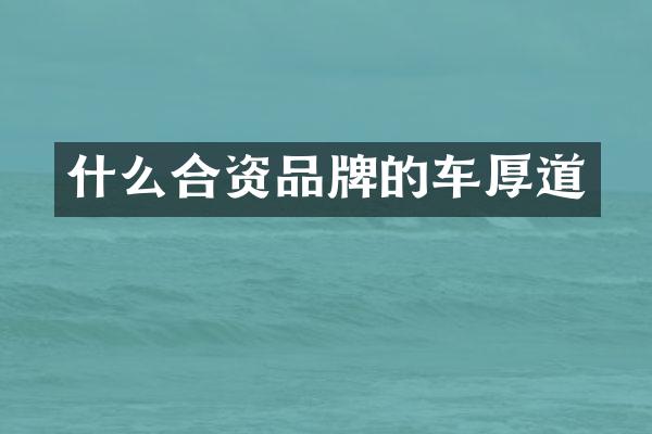 什么合资品牌的车厚道