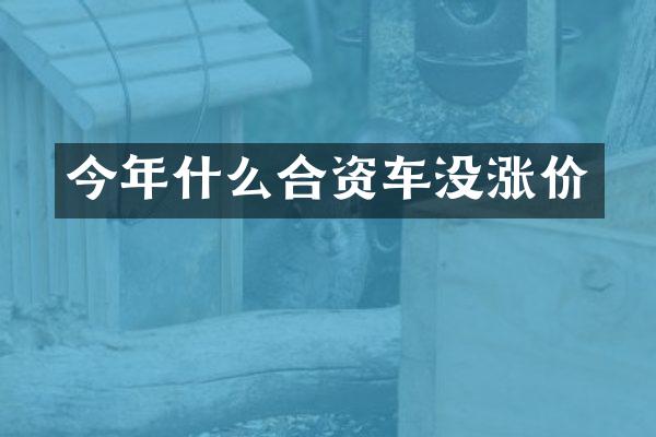 今年什么合资车没涨价