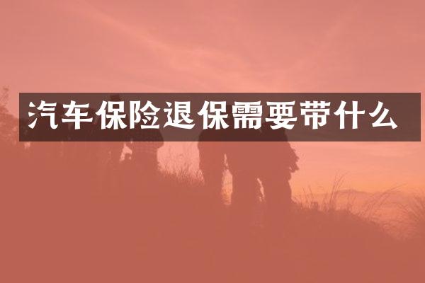 汽车保险退保需要带什么