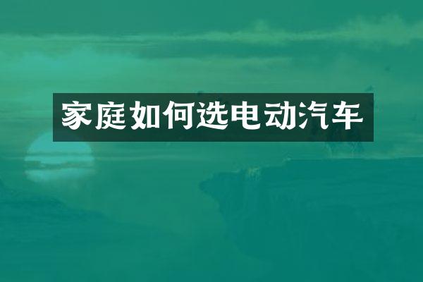 家庭如何选电动汽车