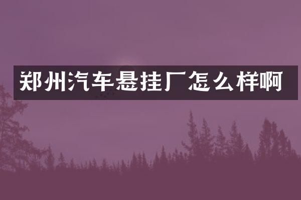 郑州汽车悬挂厂怎么样啊