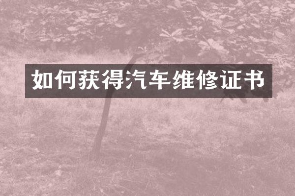 如何获得汽车维修证书