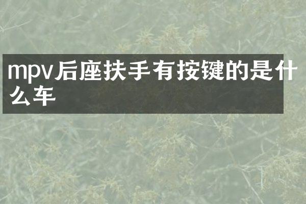mpv后座扶手有按键的是什么车