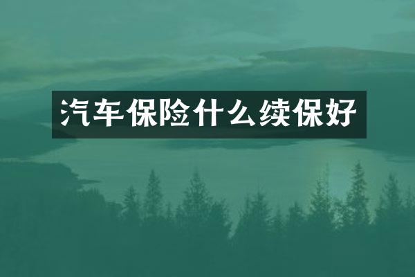汽车保险什么续保好