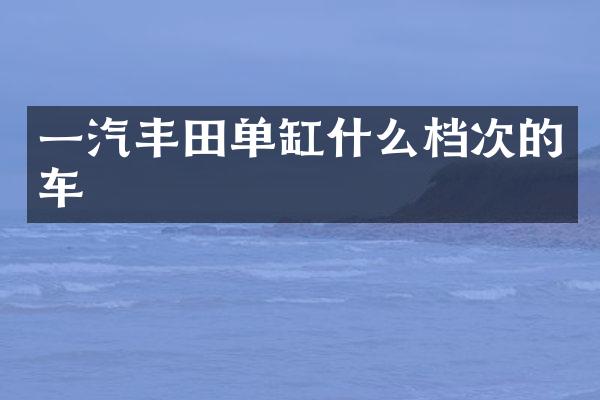 一汽丰田单缸什么档次的车