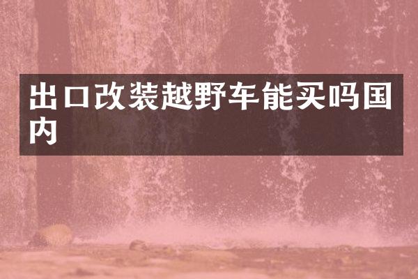 出口改装越野车能买吗国内