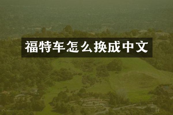 福特车怎么换成中文