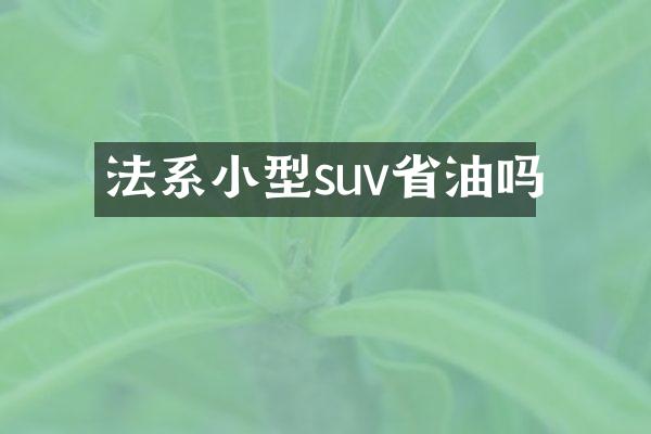 法系小型suv省油吗