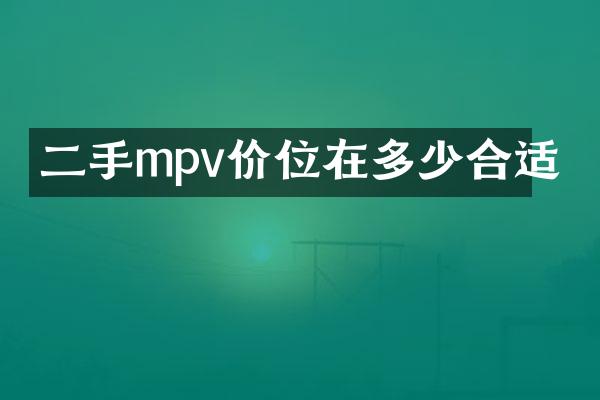 二手mpv价位在多少合适
