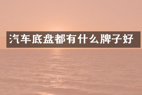 汽车底盘都有什么牌子好