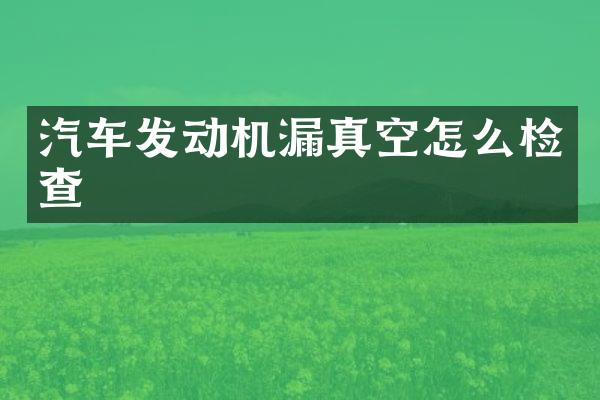 汽车发动机漏真空怎么检查