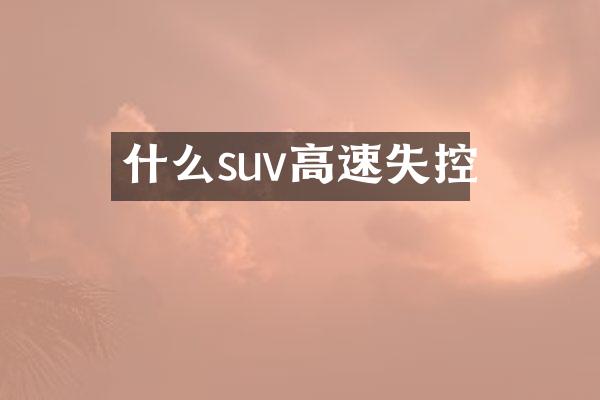 什么suv高速失控