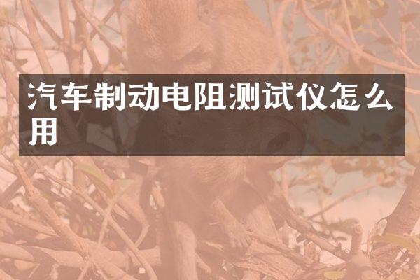 汽车制动电阻测试仪怎么用