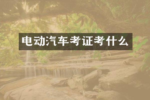 电动汽车考证考什么