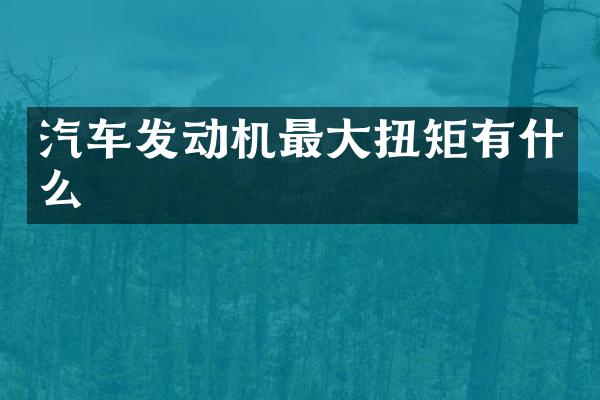 汽车发动机最大扭矩有什么