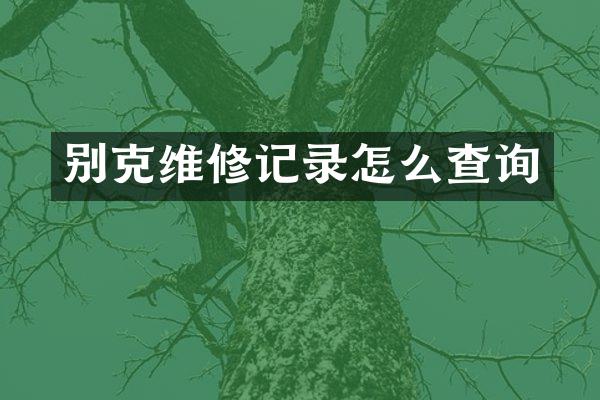 别克维修记录怎么查询