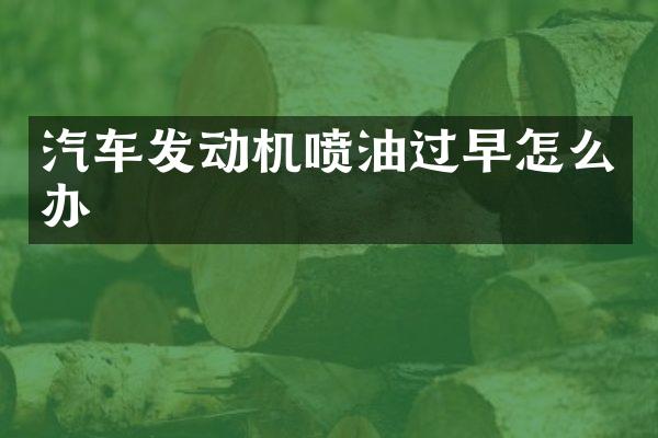 汽车发动机喷油过早怎么办