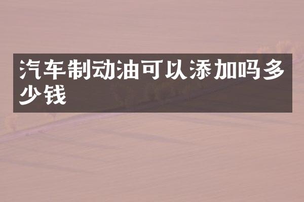 汽车制动油可以添加吗多少钱