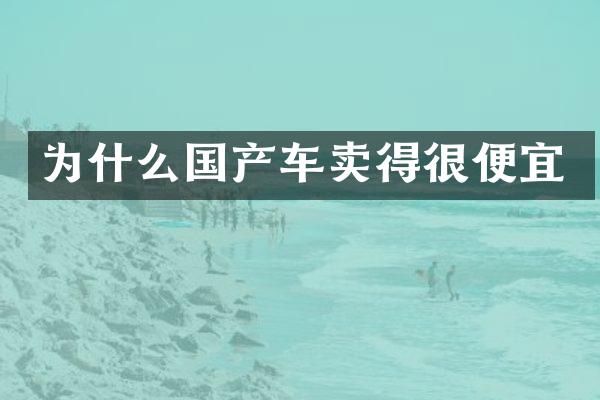 为什么国产车卖得很便宜