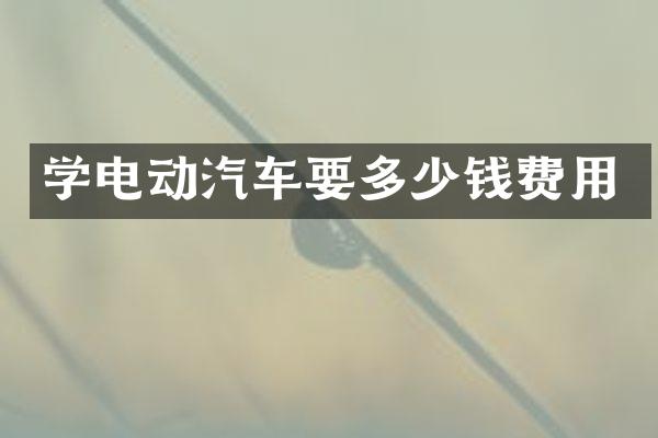学电动汽车要多少钱费用