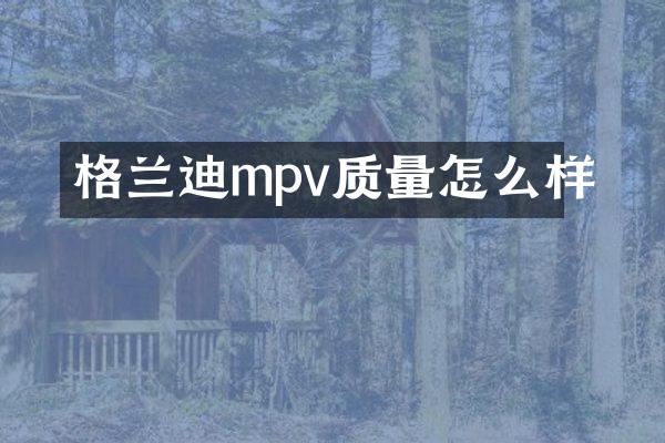 格兰迪mpv质量怎么样