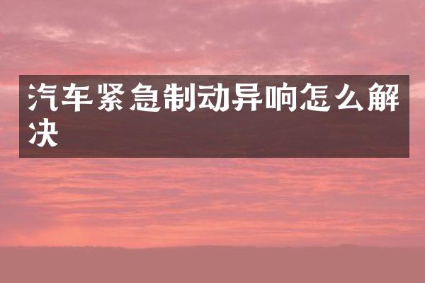汽车紧急制动异响怎么解决