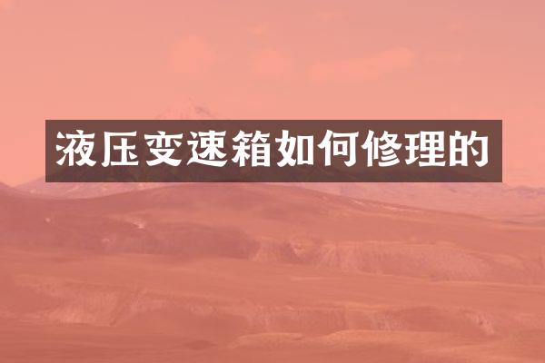 液压变速箱如何修理的