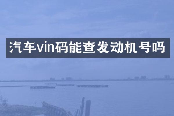 汽车vin码能查发动机号吗