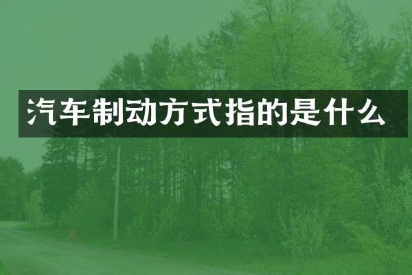 汽车制动方式指的是什么