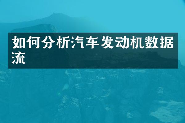 如何分析汽车发动机数据流