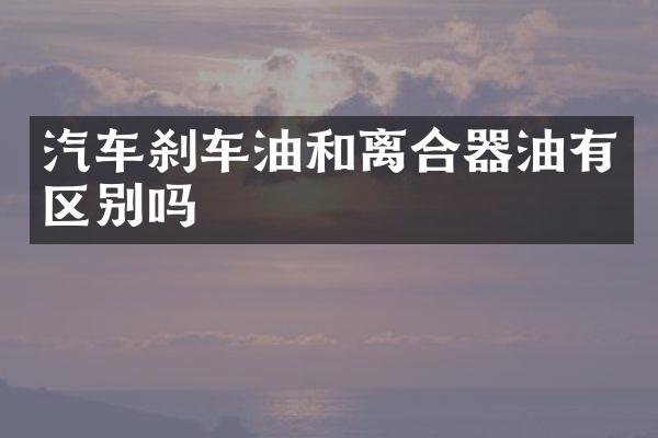 汽车刹车油和离合器油有区别吗