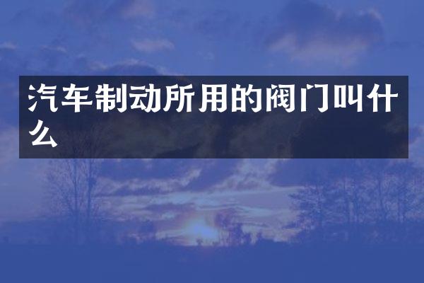 汽车制动所用的阀门叫什么