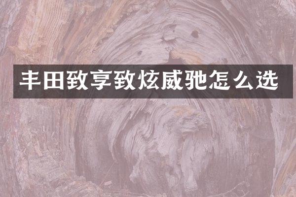 丰田致享致炫威驰怎么选