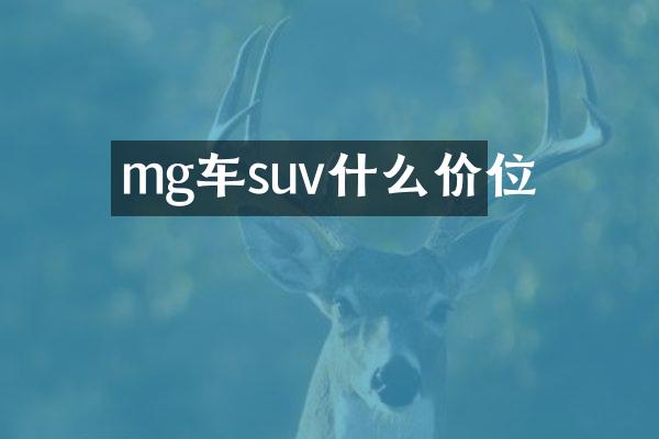 mg车suv什么价位