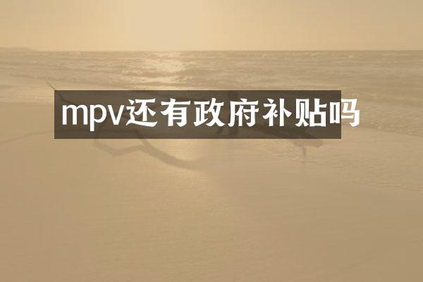 mpv还有政府补贴吗
