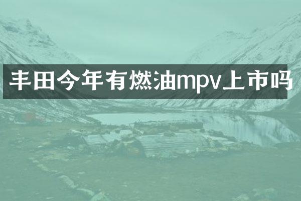 丰田今年有燃油mpv上市吗