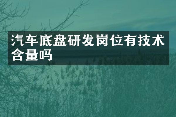 汽车底盘研发岗位有技术含量吗