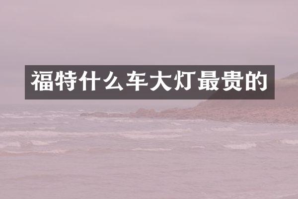 福特什么车大灯最贵的