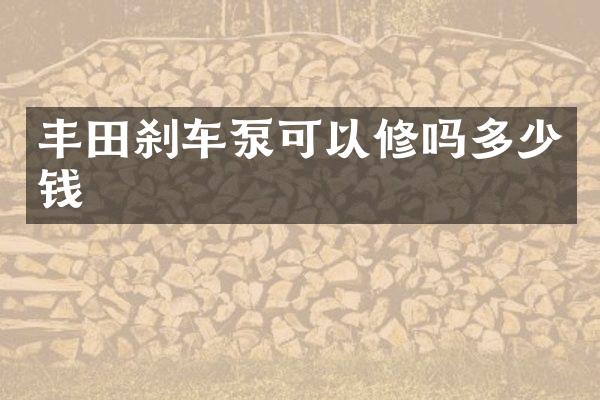 丰田刹车泵可以修吗多少钱