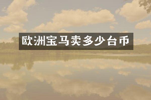 欧洲宝马卖多少台币
