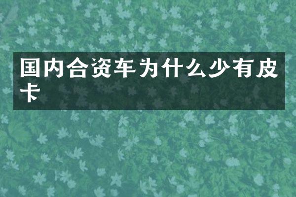 国内合资车为什么少有皮卡
