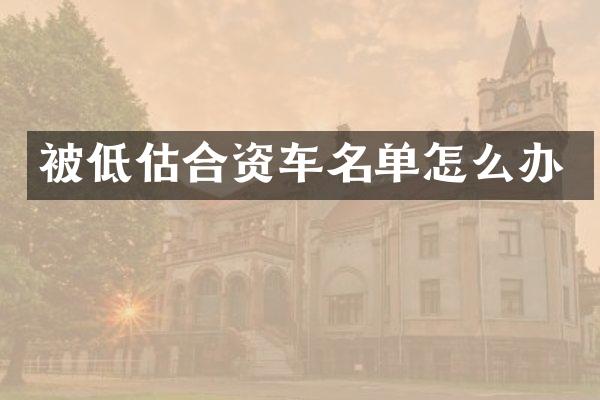 被低估合资车名单怎么办