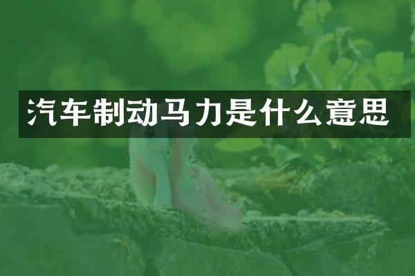 汽车制动马力是什么意思