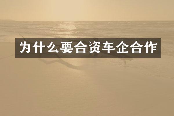 为什么要合资车企合作
