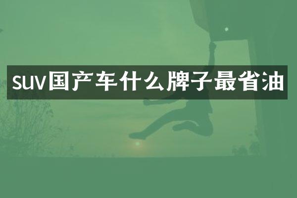 suv国产车什么牌子最省油