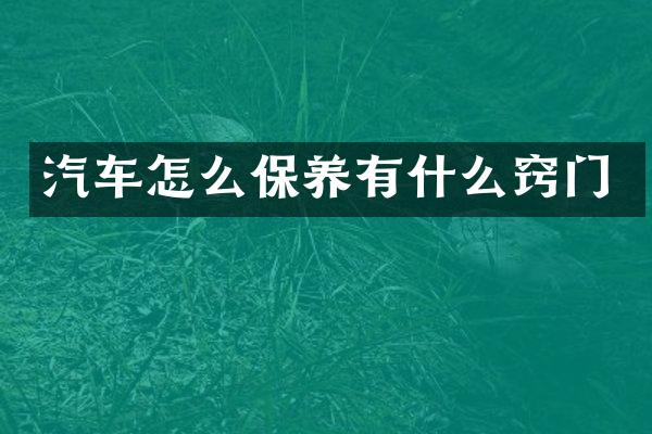 汽车怎么保养有什么窍门